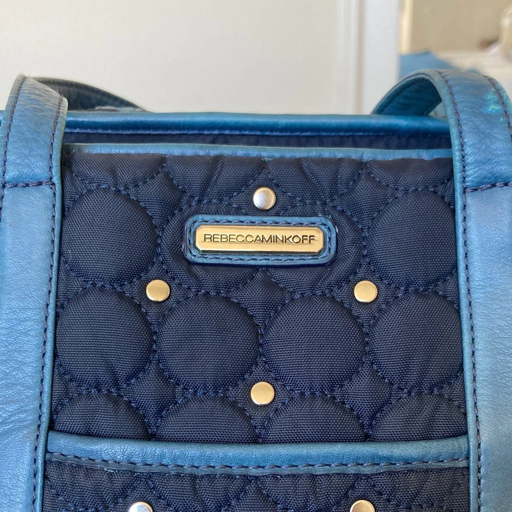 Rebecca Minkoff studded quilted Marissa Diaper / Weekender bag in Navy